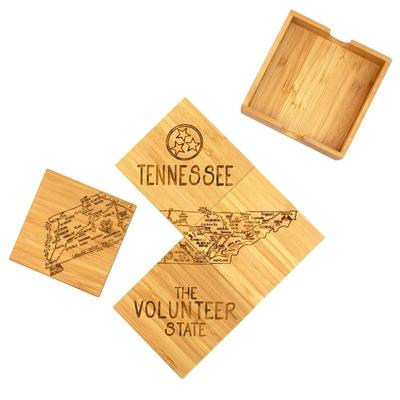 Tennessee 4-Piece State Bamboo Coaster Set