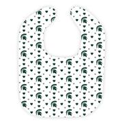  Michigan State Wee Ones Heart Print Soft Bib