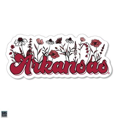 Arkansas 3.25 Inch Wildflowers Script Rugged Sticker Decal