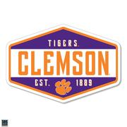  Clemson 3.25 Inch Hexagon Badge Rugged Sticker Decal