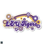  Lsu 3.25 Inch Rainbow Flowers Rugged Sticker Decal