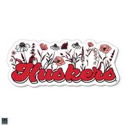  Nebraska 3.25 Inch Wildflowers Script Rugged Sticker Decal