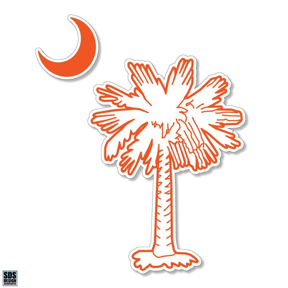 Clemson, State of South Carolina 3 Palmetto Moon Decal