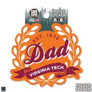  Virginia Tech 3.25 Inch Dad Leaves Rugged Sticker Decal