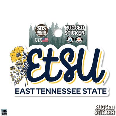 ETSU 3.25 Inch Flowers Script Rugged Sticker Decal