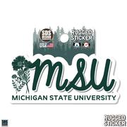  Michigan State 3.25 Inch Flowers Script Rugged Sticker Decal