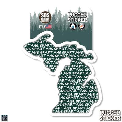 Michigan State 3.25 Inch Text Fill State Rugged Sticker Decal