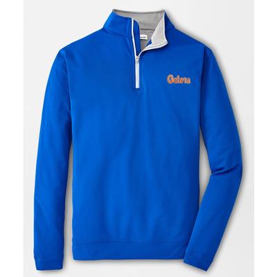 Florida Peter Millar Script Perth Solid 1/4 Zip BLUE