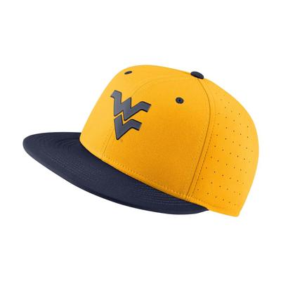 West Virginia Nike Aero True Fitted Baseball Cap GOLD/NAVY