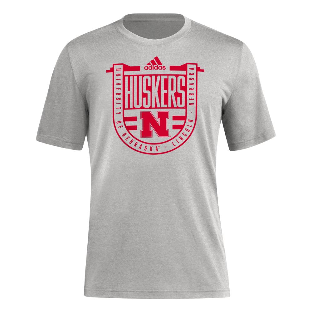 Huskers | Nebraska Adidas Banner Crest Blend Tee | Alumni Hall