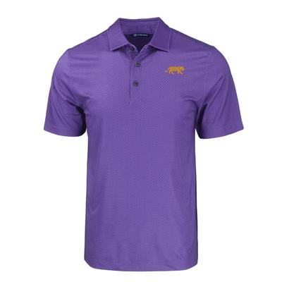 LSU Cutter & Buck Tonal Geo Print Polo PURPLE