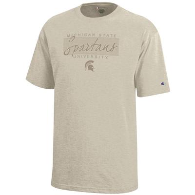 Michigan State Champion YOUTH Tonal Script/Over Logo Stack Tee