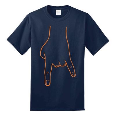 Bacon Navy and Orange Horn Hands Down Tee