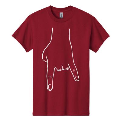 Bacon Crimson and White Horn Hands Down Tee