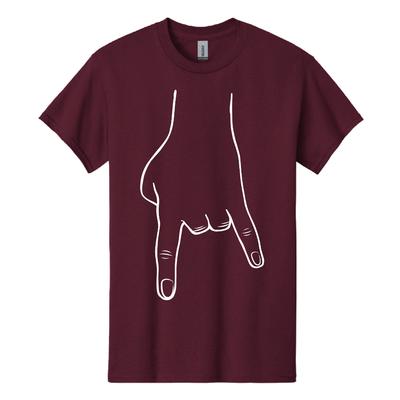 Bacon Maroon and White Horn Hands Down Tee