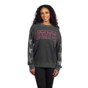  Mississippi State Tall Arc Metallic Star Sleeve Campus Crew