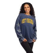  West Virginia Tall Arc Metallic Star Sleeve Campus Crew