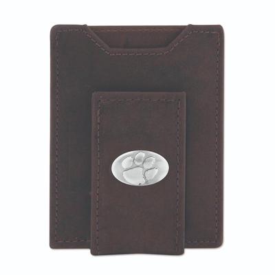 Clemson Zep-Pro Brown Leather Concho Front Pocket Wallet