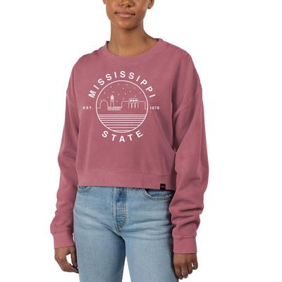 Mississippi State Uscape Starry Scape Pigment Dye Crop Crew Sweatshirt