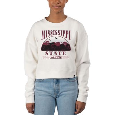 Mississippi State Uscape Stars Pigment Dye Crop Crew Sweatshirt