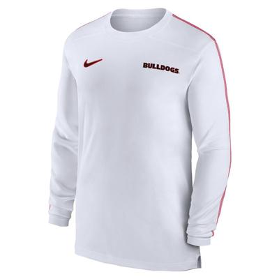 Georgia Nike Dri-Fit Sideline UV Coach Long Sleeve Top WHITE