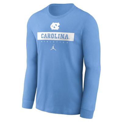 UNC Jordan Brand Dri-Fit Sideline Team Issue Long Sleeve Tee VALOR_BLUE