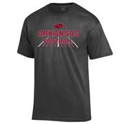  Arkansas Champion Logo Wordmark Football Over Field Tee