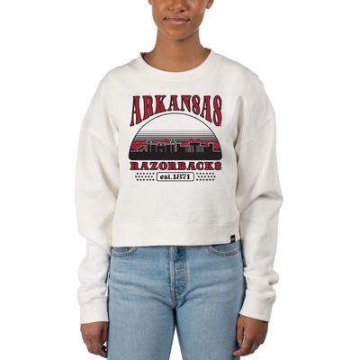 Arkansas Uscape Stars Pigment Dye Crop Crew Sweatshirt