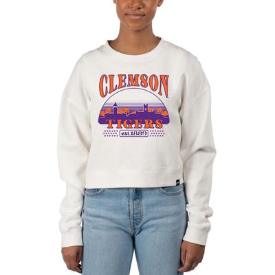 Clemson Uscape Stars Pigment Dye Crop Crew Sweatshirt