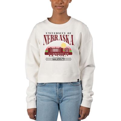 Nebraska Uscape Stars Pigment Dye Crop Crew Sweatshirt