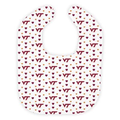 Virginia Tech Wee Ones Heart Print Soft Bib