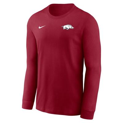 Arkansas Nike Dri-Fit Legend Small Logo Long Sleeve Tee CRIMSON