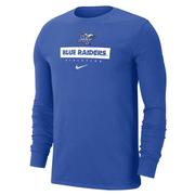  Mtsu Nike Dri- Fit Cotton Team Issue Long Sleeve Tee