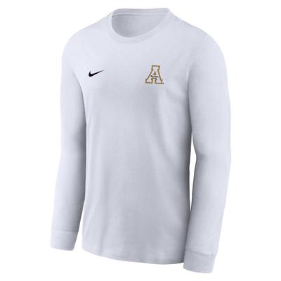 App State Nike Dri-Fit Legend Small Logo Long Sleeve Tee WHITE