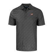  Virginia Tech Cutter & Buck Pike Eco Pebble Print Stretch Recycled Polo