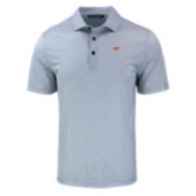 Virginia Tech Cutter & Buck Pike Eco Pebble Print Stretch Recycled Polo POLISHED/WHITE