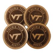  Virginia Tech Timeless Etchings Round Wood Coasters