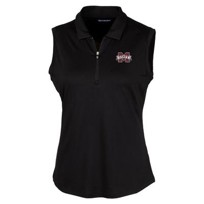 Mississippi State Cutter & Buck Women's Forge Stretch Sleeveless Polo BLACK