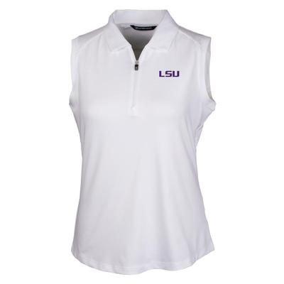 LSU Cutter & Buck Women's Forge Stretch Sleeveless Polo WHITE