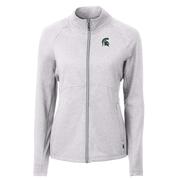  Michigan State Cutter & Buck Women's Adapt Eco Knit Heather Recycled Full Zip