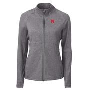  Nebraska Cutter & Buck Women's Adapt Eco Knit Heather Recycled Full Zip