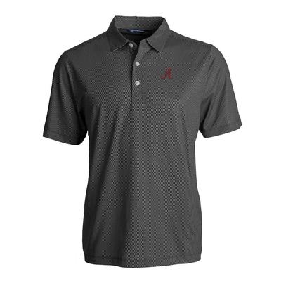 Alabama Cutter & Buck Pike Eco Symmetry Print Stretch Recycled Polo BLACK/WHITE