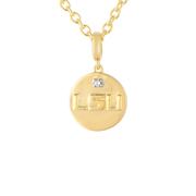  Lsu Silver 14 Karat Gold Plating Diamond Pendant With Chain