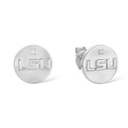  Lsu Silver With Diamond Accent Ear Rings