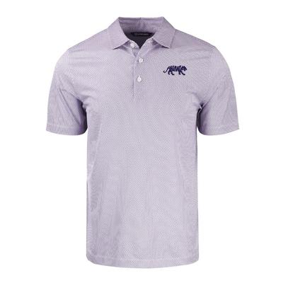 LSU Cutter & Buck Pike Eco Symmetry Print Stretch Recycled Polo WHITE/PURPLE