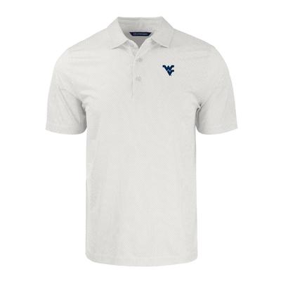 West Virginia Cutter & Buck Pike Eco Symmetry Print Stretch Recycled Polo WHITE/POLISHED