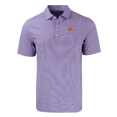 Clemson Cutter & Buck Forge Eco Double Stripe Stretch Recycled Polo PURPLE