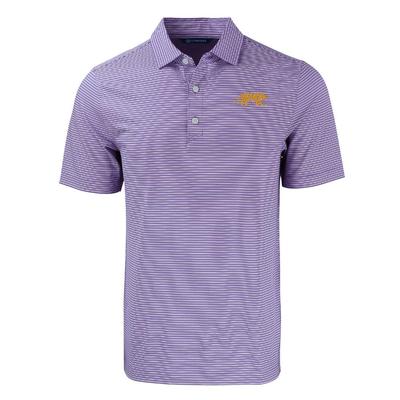 LSU Cutter & Buck Forge Eco Double Stripe Stretch Recycled Polo PURPLE