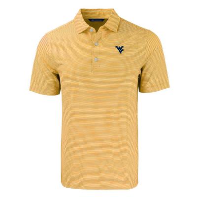 West Virginia Cutter & Buck Forge Eco Double Stripe Stretch Recycled Polo GOLD