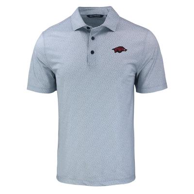 Arkansas Cutter & Buck Pike Eco Pebble Print Stretch Recycled Polo POLISHED/WHITE